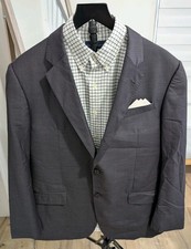 Emporio Armani G-Line Mens Blazer 46R 100 Wool Purple/Blue Micro Plaid Check