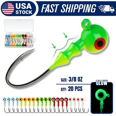 Dovesun 3/8oz Swim Jig Heads, Jig Head Hooks for Walleye Bass Fishing Lure 20PCS