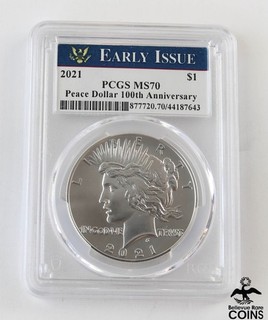 2021 USA $1 Silver Peace Dollar Coin PCGS MS70 Early Issue 100th Anniversary