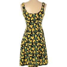 Zeagoo Womens Lemon Print Sleeveless Summer Dress Black Yellow Medium
