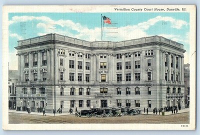 1939 Danville Illinois IL Vintage Postcard Vermilion County Court House Building