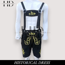 Men's Black Lederhosen Shorts with Suspenders   Bavarian Oktoberfest