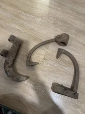 Lot of 3 Antique Forged Iron Farm Hooks – Rustic Primitive Barn Hardware Decor