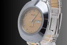 ▶️ [Exc+5] Vintage RADO 114.0391.3 Diastar gold Dial Day Date Quartz Men's Watch