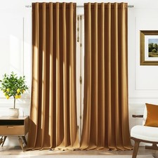 Velvet Blackout Curtains 84 Inch Brown Grommet Window Panels 2 Panels Light