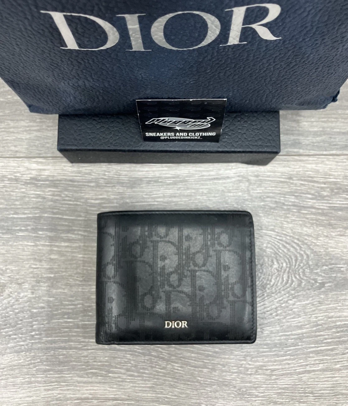 Portefeuille Christian Dior   Cuir de veau   Porte monnaie double pli   « Noir »
