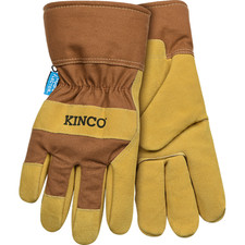 Kinco Gloves 1958 - Men's Lined Waterproof Suede Pigskin Gloves - Brown