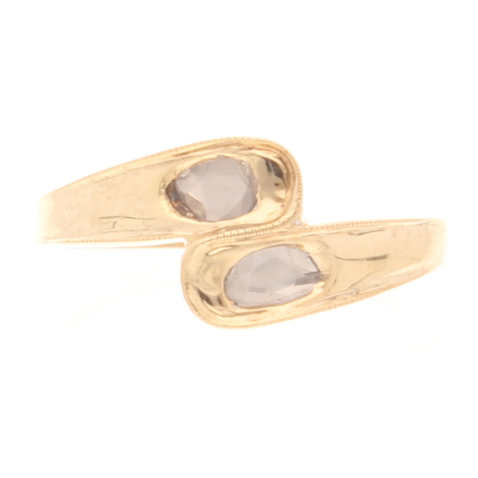 9Ct Yellow Gold 0.25ct Diamond Crossover Two-Stone Ring (Size M 1/2) 9mm Widest