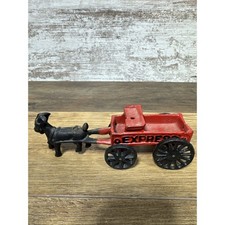 Antique Cast Iron Goat Pulling Express Wagon