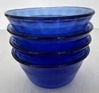 Pyrex Dessert Cups Cobalt Blue Ramekin Custard Scalloped 6 once Set of 4 Vintage