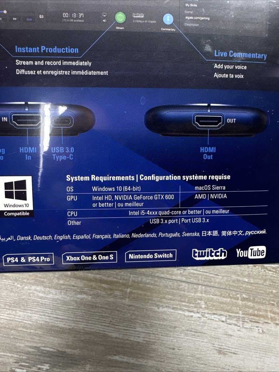 Elgato HD60 S Game Capture Card - Black (1GC109901004) Brand