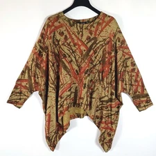 INOAH USA Top Shirt Pullover Abstract Funky Art to Wear Oversized One Size