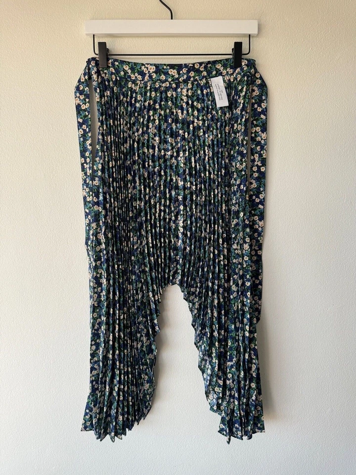 new H&M HM h m Rokh Hwang 18 46 14 large skirt Floral Print Pleated Skirt womens - Image 3 of 3