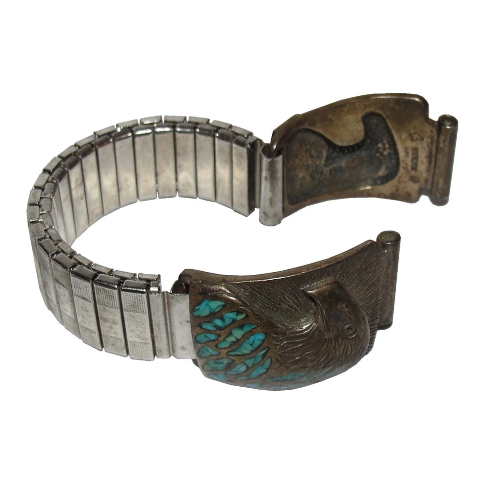Pulseira elástica relógio águia turquesa esterlina - Imagem 2 de 4