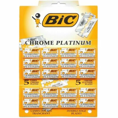 BIC Chrome Platinum Double Edge Safety Razor Shaving Blades,100 Blades