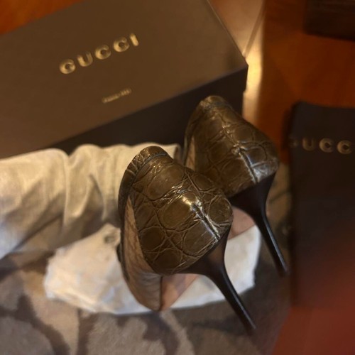 GUCCI Heel Stilettos Pumps Bamboo Horse Bit Pumps Size 38 US 8 Authentic - Picture 10 of 24