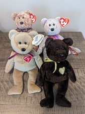 4 lot 1999, 2001, 2002, 2003 SIGNATURE BEAR Ty Beanie Babies 8" MWMT