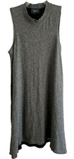 Maeve Anthropologie Dark Marled Gray Lined Mock Neck Sleeveless Shift Dress Sz M