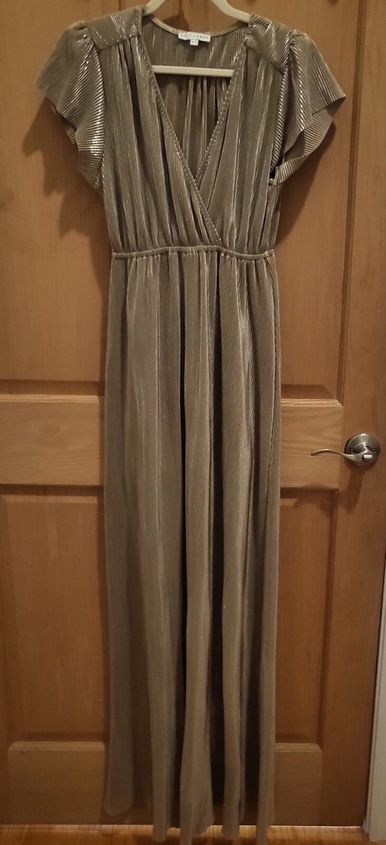 baltic born gold dress Gorgeous Long Maxi Womens Size S V-Neck Cap Sleeves length_short