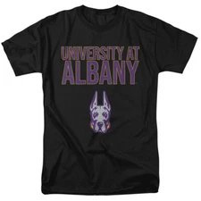 University of Albany Adult T-Shirt Stacked, Black, S-5XL
