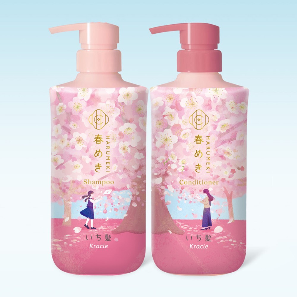 Kracie ICHIKAMI Harumeki Sakura Hair Care Shampoo & Conditioner