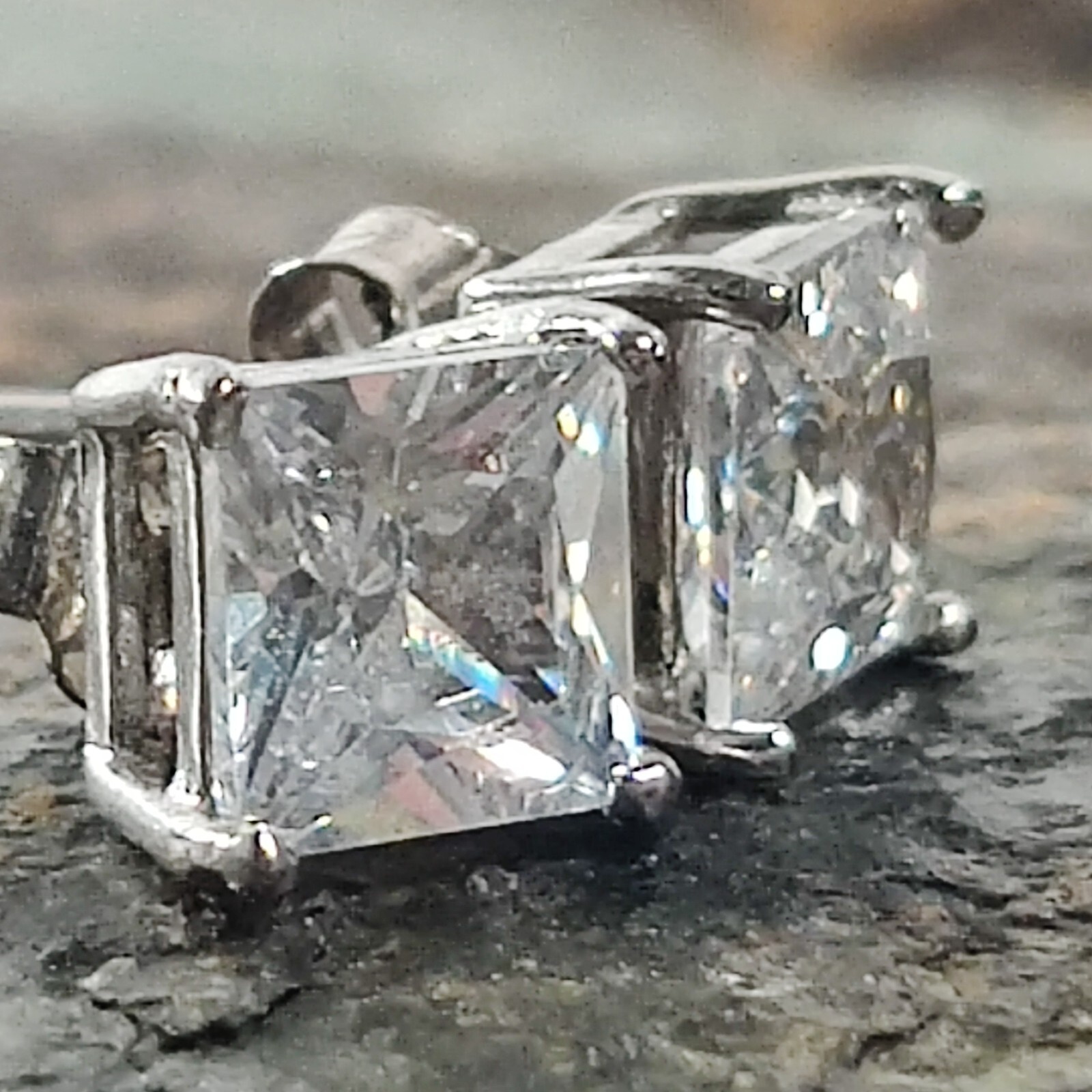 IBB Tiny Square Stud Post Earrings 925 Sterling S… - image 2