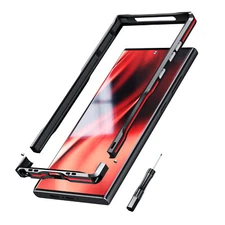 For Samsung S25 Ultra S24 Ultra Aluminum Metal Bumper with Screw Slim Case