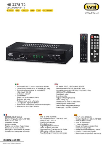 Decoder ricevitore digitale terrestre dvb-t2 TREVI con telecomando scart hdmi - Imagen 18 de 19