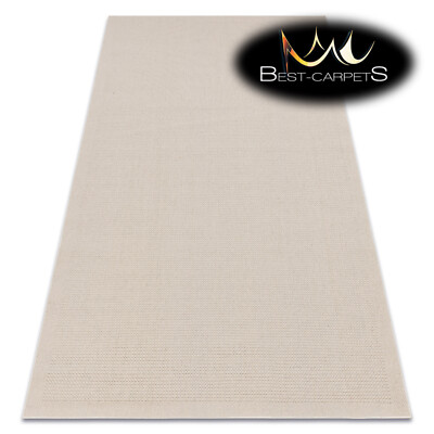 Moderner 100% natürlicher WOLL Flachgewebeteppich ''''VILLA'''' EINFARBIG beige pflegeleicht