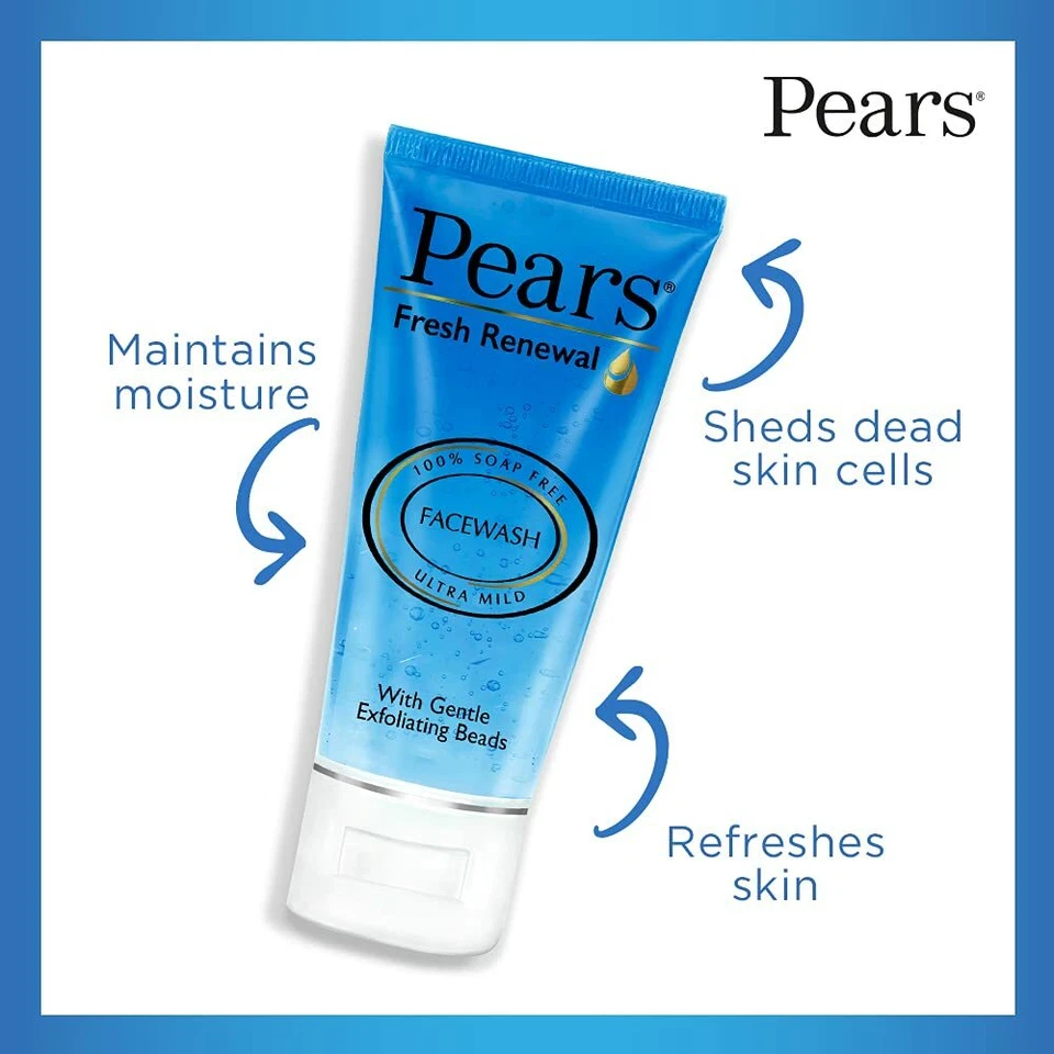 Pears Fresh Renewal Face Wash Gentle Ultra Mild For All Skin Types -60Gm - Image 1 of 4
