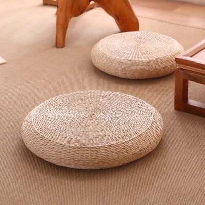 Japanese Tatami Cushion Plaited Futon Seat Mat Round Meditation