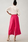 By Anthropologie Wide-Leg Eyelet Crop Pants Pink Embroidered Pocket L US12 NEW — photo 2