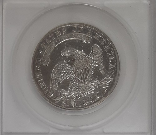 1834 Capped Bust Silver Half Dollar Coin EF Dets Dmg, Cleaned in Plastic Holder - Picture 2 of 2