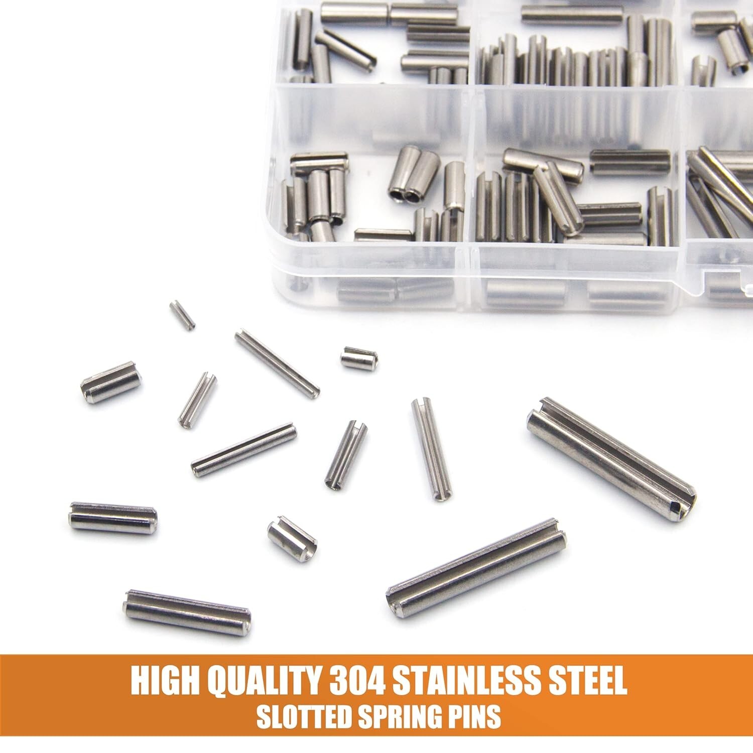Spring Steel Slotted Spring Pin 220Pcs Roll Pin Set, Stainless Steel Slotted Spring Pin Assortment Kit NEW
