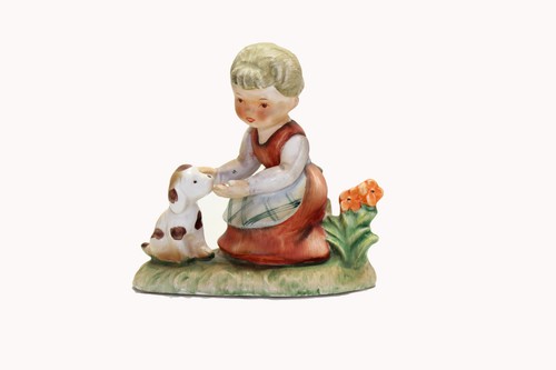 Alpine Children F-456 Girl feeding dog Figurine Vintage Decor - Picture 3 of 9