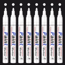 White Paint Pens Permanent Markers, 8 Pack Oil-Based Paint Markers,