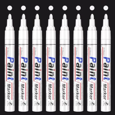 White Paint Pens Permanent Markers, 8 Pack Oil-Based Paint Markers, 