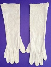 Vintage Long White Beaded Gloves 50s Or 60s Small Formal 13  SALE 