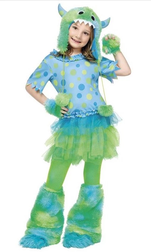 Disfraz de payaso Monster Miss azul a lunares niñas talla 8-10 Foto 3 de 4