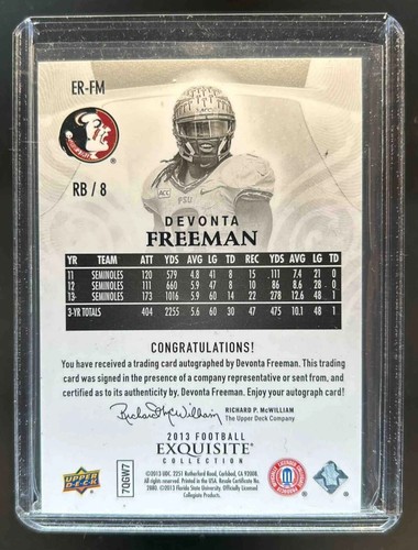 2013 Exquisite Collection Devonta Freeman Preview Rookie Signatures Auto #79/99 - Picture 2 of 2