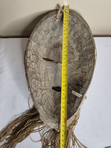 African Hand Carved Wood And Metal Beareded Ghana Ritual Tribal Mask - Picture 5 of 6