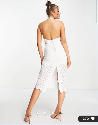 Bardot Lace Dress - Cut out broderie midi dress - Size US 2 - White | eBay