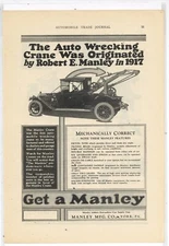 1925 Manley Mfg. Co. Ad: Auto Wrecking Crane - Features Listed - York, PA
