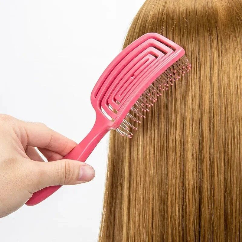 Peine de masaje para cabello y cuero cabelludo para niñas cepillo de pelo cerdas de nailon mujeres mojado rizado desenredar Foto 3 de 4