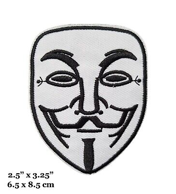 NOVELTY CARTOON SEW & IRON ON PATCH V FOR VENDETTA ANONYMOUS GUY FAWKES