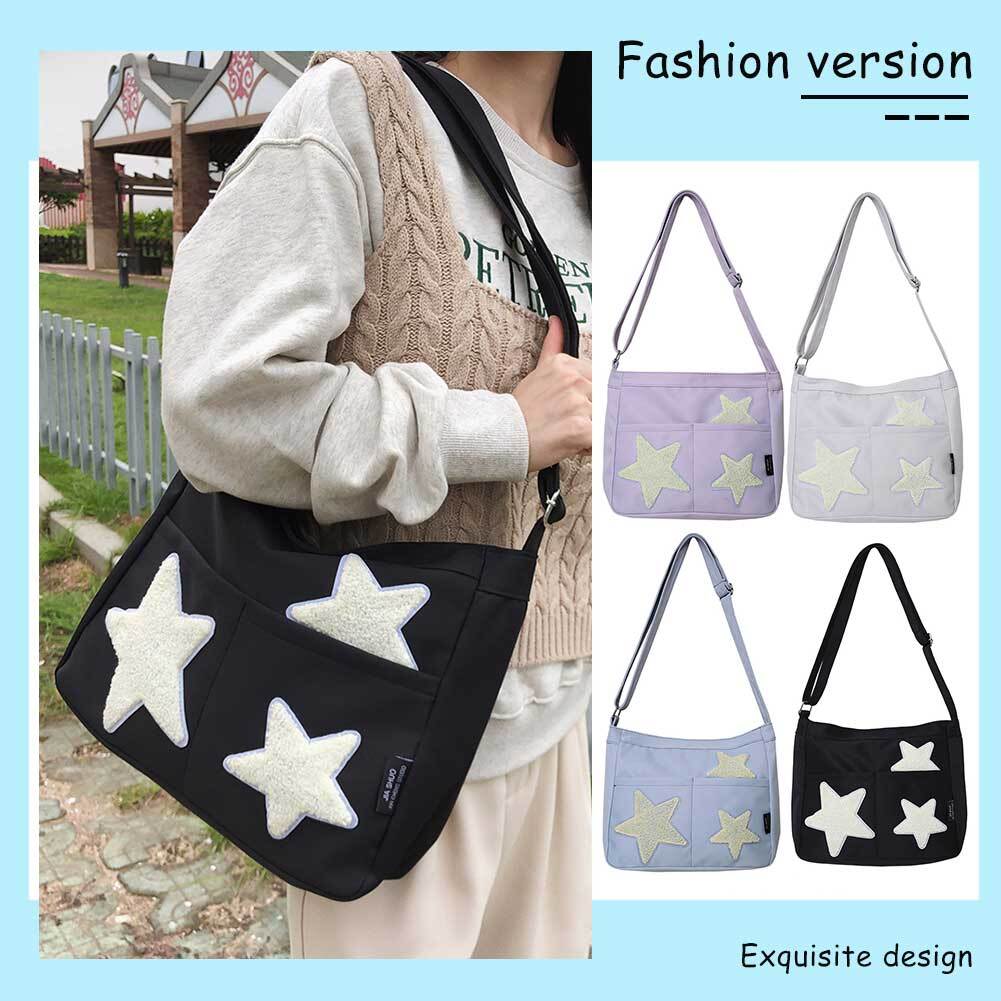 KlaOYer Cute Star Messenger Bag – Canvas Crossbody Hobo Bag, Kawaii Aesthetic Tote For Women - View #2