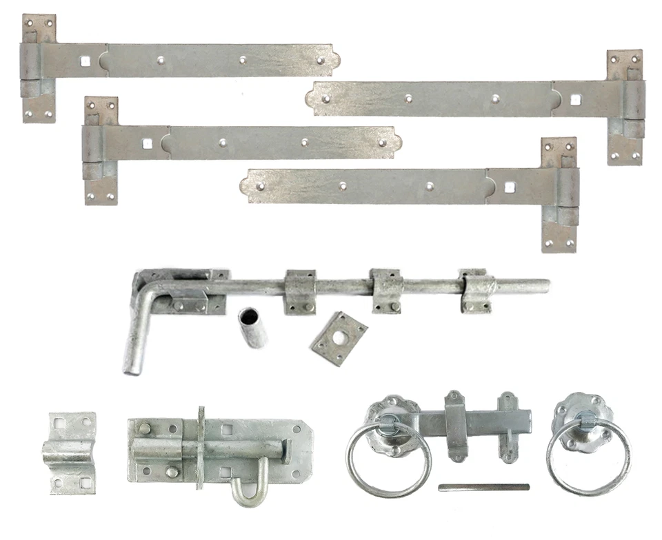 Double Gate Kit 24" 600mm Garage Door Hinges in Galvanised or Black Heavy Duty - Image 2 of 4