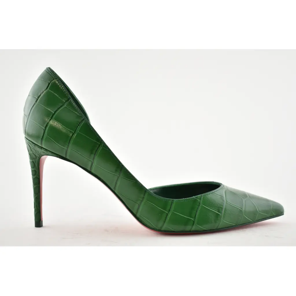 Christian Louboutin Iriza 85 Green Canopee Calf Ali Croc Leather