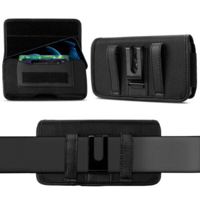 Cell Phone Holsters For IPhone 13 Mini, IPhone 12 Mini Belt Case Rugged Nylon Belt Case Belt Clip Belt Loops Carrying Pouch Belt Holder Cover Fits Apple I - View #4