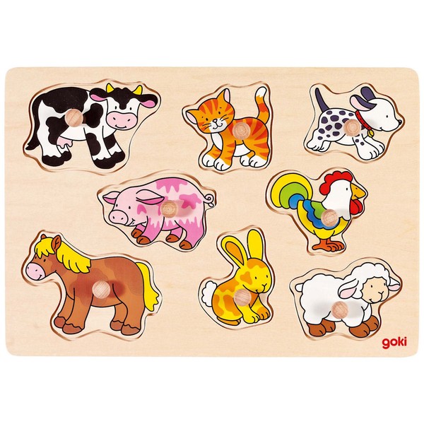 "Goki Steckpuzzle \"Bauernhof Vii\" 57873 - Holzspielzeug Steckpuzzle 8 Teile"-image